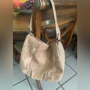 Calvin Klein Snake Skin Like Shoulder Bag Tan